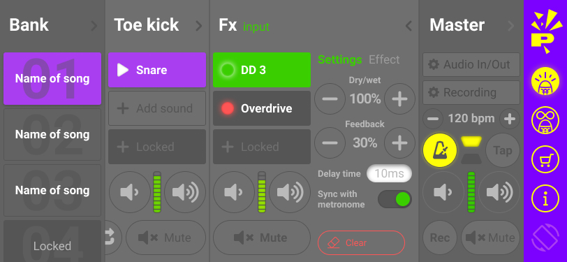 Stompai Studio FX settings screen