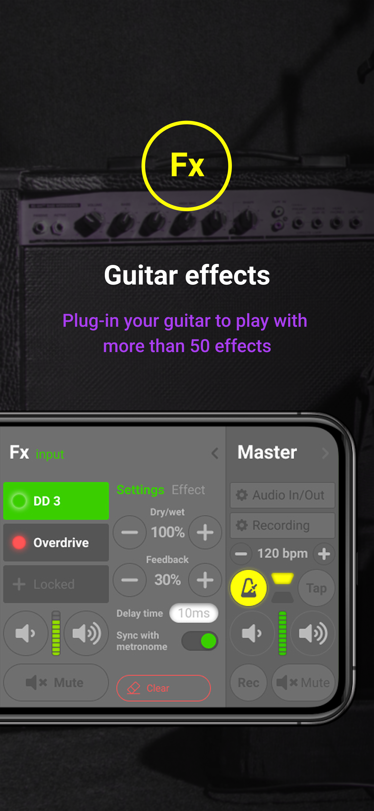Stompai Studio store preview showing guitar effects controls