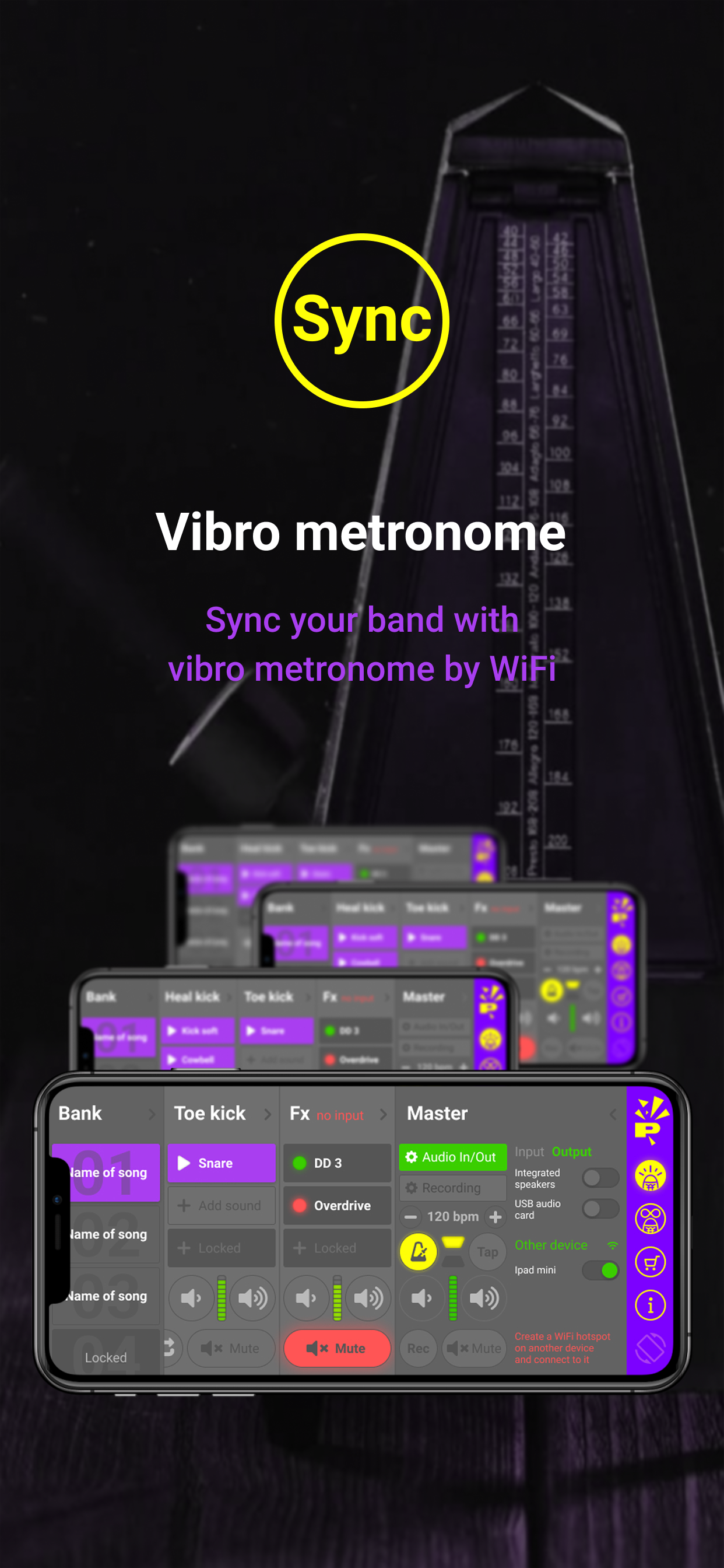 Stompai Studio store preview showing vibro metronome sync